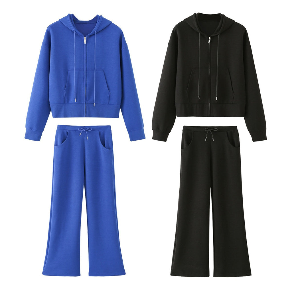 Ladies Wide Lounge Pants with High Waist, Drawstring and Side Pockets Fashion Glam
