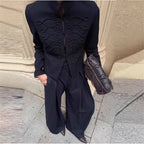 Ladies military-inspired short jacket with decorative cords and stand-up collar Fashion Glam