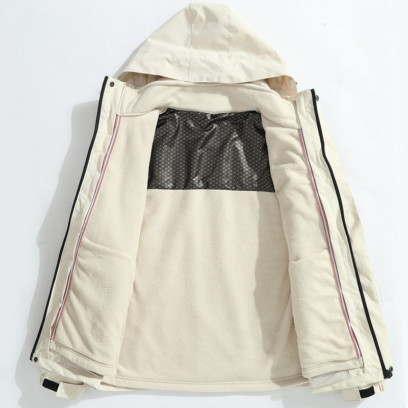 Men's Lightweight Softshell Rain Jacket with Detachable Fleece Lining, Sealed Seams and Multifunctional Pockets Fashion Glam