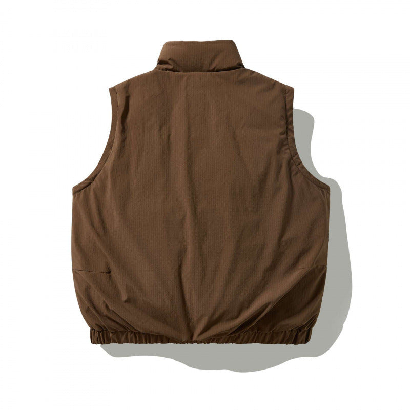 Men's Quilted Outdoor Vest with High Stand-Up Collar, Elastic Hem and Large Flap Pockets Fashion Glam