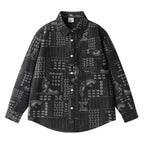 Unisex Boxy Paisley Patchwork Overshirt made of cotton blend with shirt collar and patch breast pocket Fashion Glam