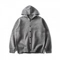 Unisex Hooded Knitted Cardigan with Continuous Button Placket and Ribbed Cuffs Fashion Glam