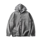 Unisex Hooded Knitted Cardigan with Continuous Button Placket and Ribbed Cuffs Fashion Glam
