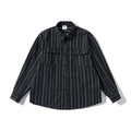Men's Loose Shirt in Overshirt Style with Graphic Stripe Pattern and Chest Pockets Fashion Glam