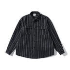 Men's Loose Shirt in Overshirt Style with Graphic Stripe Pattern and Chest Pockets Fashion Glam