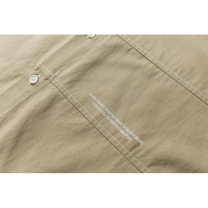 Men's Oversize Canvas Shirt Jacket with Cap Seams and Patch Pockets Fashion Glam