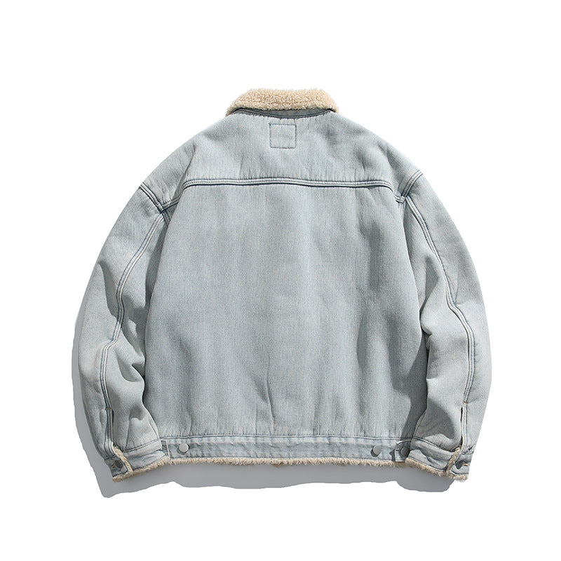 Unisex Oversize Denim Jacket with Teddy Lining and Sherpa Collar Fashion Glam