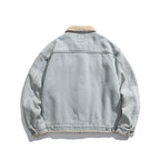 Unisex Oversize Denim Jacket with Teddy Lining and Sherpa Collar Fashion Glam