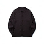 Unisex Boxy Knit Cardigan with Shirt Collar, Raglan Sleeves and Ribbed Hems Fashion Glam