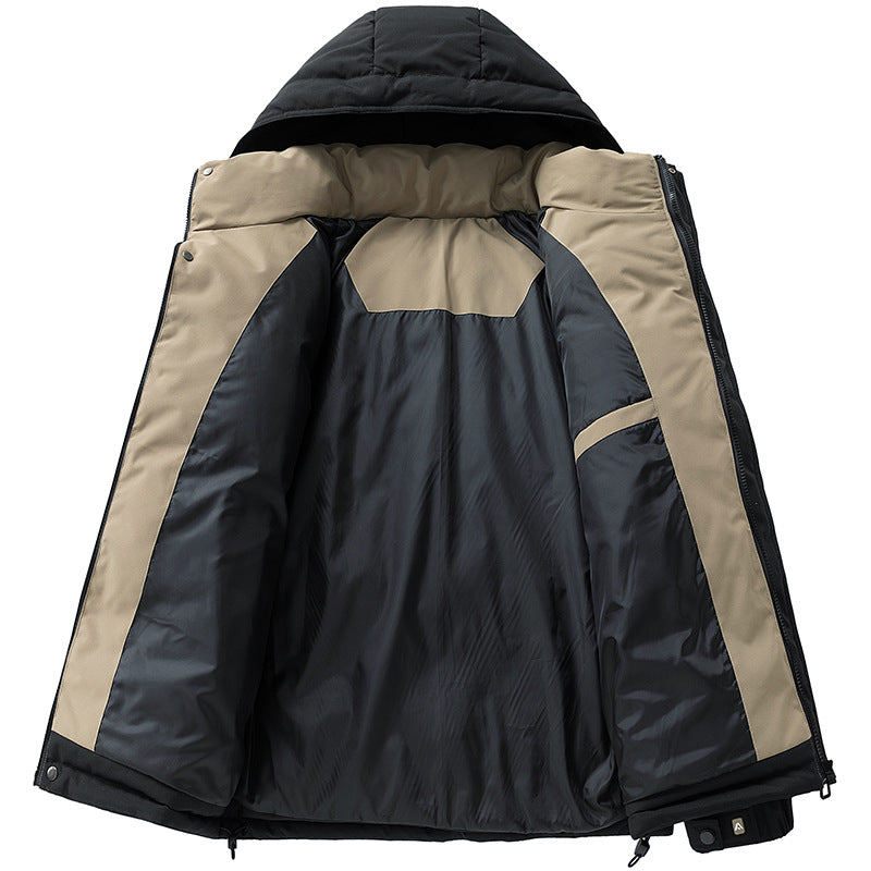 Men's Quilted Hooded Parka with Thermal Lining and Windproof Outer Shell Fashion Glam