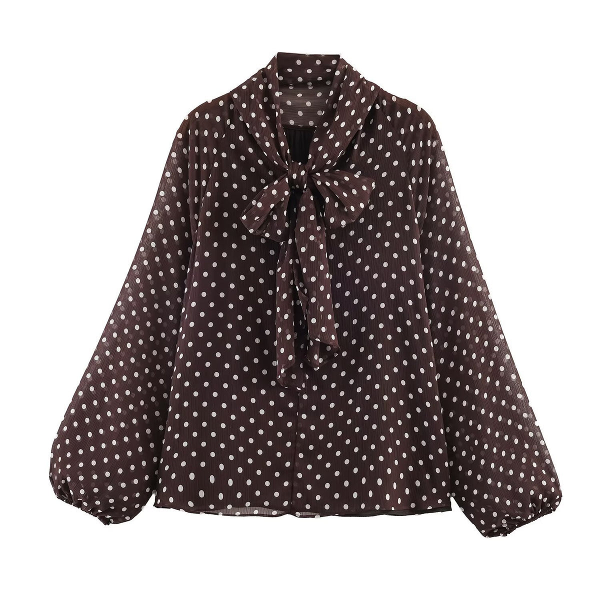 Women's chiffon blouse with bow collar and balloon sleeves Fashion Glam