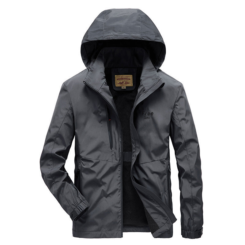 Men's Waterproof Softshell Jacket with Hood and Fleece Lining, Windproof and Breathable Fashion Glam
