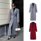 Ladies Longline Wool Blend Coat with Shawl Collar and Flap Pockets Fashion Glam