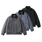 Men's Loose-Fit Worker Bomber Jacket made of Cotton Canvas with Contrast Collar and Drawstring Hem Fashion Glam