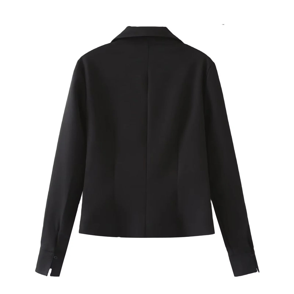 Women Elegant tailored shirt blouse with fine button placket and pointed collar Fashion Glam