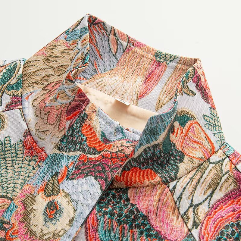 Ladies embroidered bomber jacket with bird motifs and patched pockets Fashion Glam