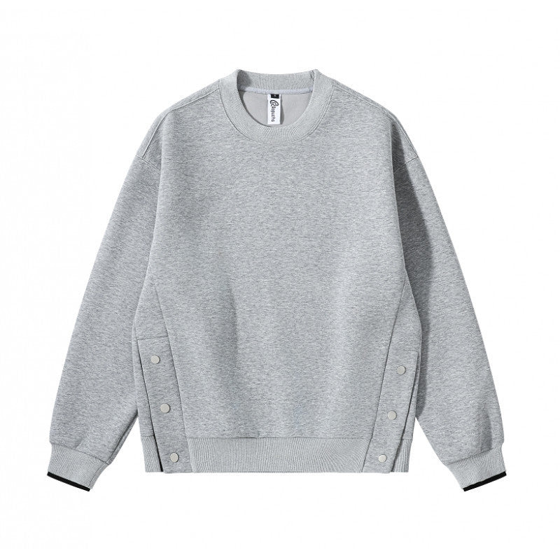 Unisex Oversize Sweatshirt with side snap button plackets, ribbed cuffs and round neck Fashion Glam