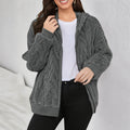 Women's Hooded Teddy Jacket with Zipper, Soft Plush and Elastic Cuff Fashion Glam