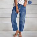 Women High-Waisted Cropped Jeans with Wide Straight-Leg Fit Fashion Glam