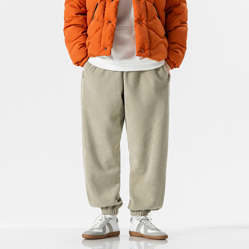 Men's wide-cut fleece jogging pants with elastic cuffs and side pockets Fashion Glam