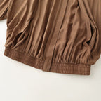Women’s lightweight blouson jacket with pleated front, stand-up collar, and elastic hem Fashion Glam