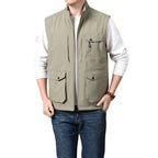 Men's Lightweight Thermo-Fleece Vest with Stand-Up Collar, Front Zipper and Side Pockets Fashion Glam