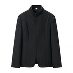 Women's short fitted blazer with stand-up collar and matching skort set Fashion Glam