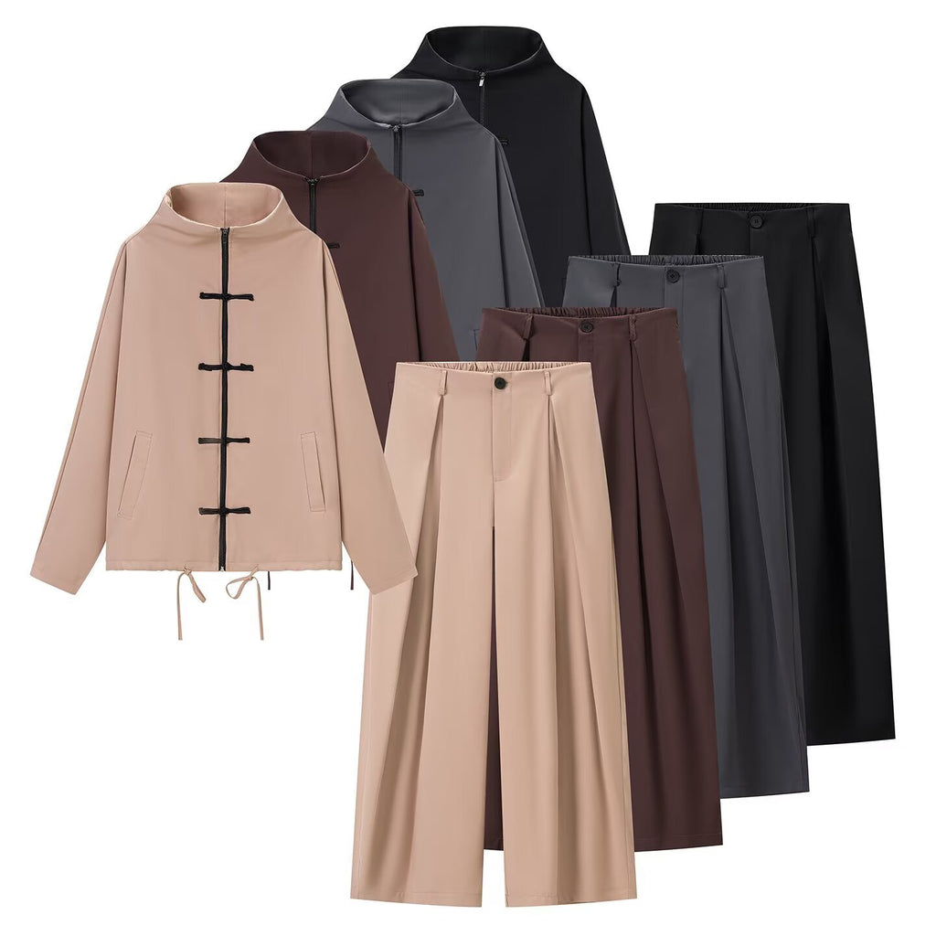 Women's lightweight boxy jacket with stand-up collar, zipper front, drawstring and decorative knot closures Fashion Glam