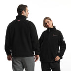 Men's fleece outdoor jacket with stand-up collar, full-length zipper, and elastic cuffs Fashion Glam
