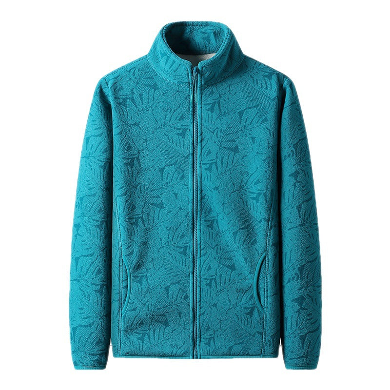 Women's fleece jacket with full zip and floral jacquard structure Fashion Glam