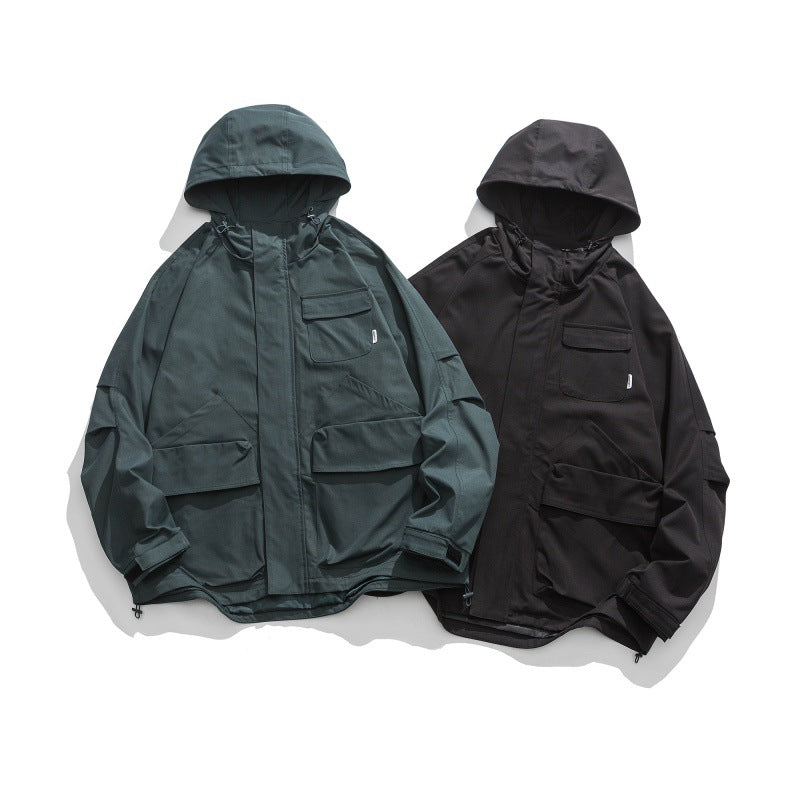 Unisex Boxy-Utility-Hooded Jacket with Multiple Pockets, Adjustable Hem and Windproof Shell Fashion Glam