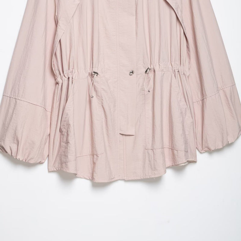 Women's lightweight oversized parka with drawstring waist and balloon sleeves Fashion Glam
