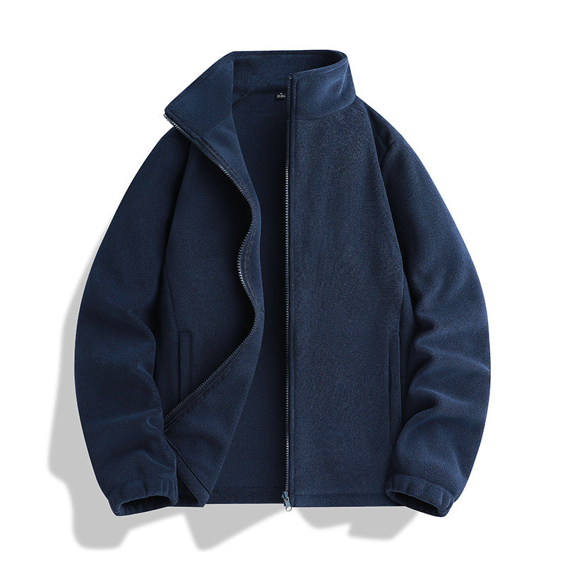 Unisex fleece jacket with standing collar, full-length zipper and elastic cuffs Fashion Glam
