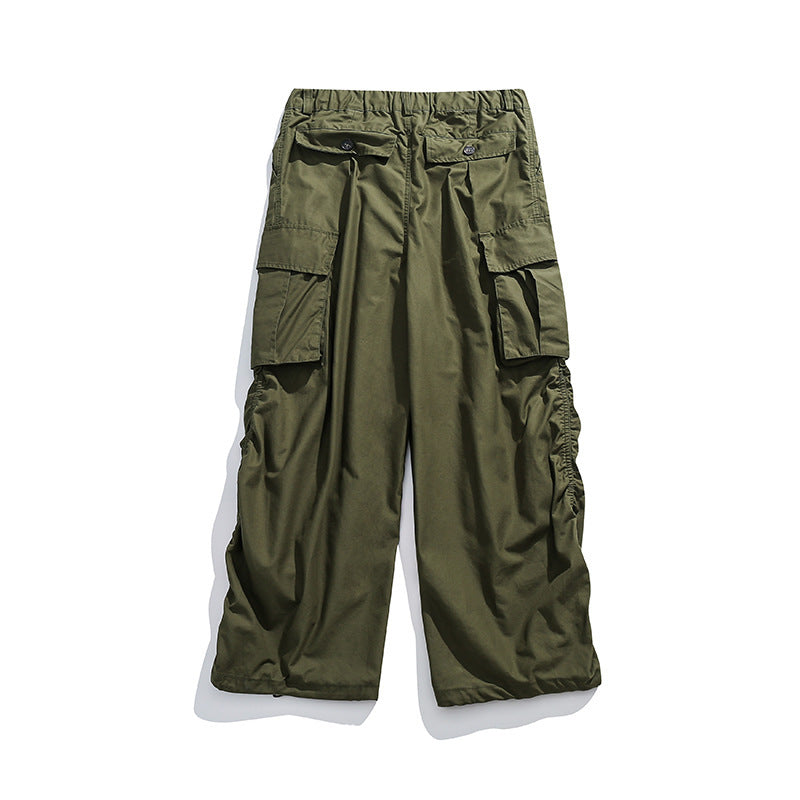 Unisex Loose Cargo Pants with Drawstring Waist, Large Flap Pockets, and Adjustable Hem Fashion Glam
