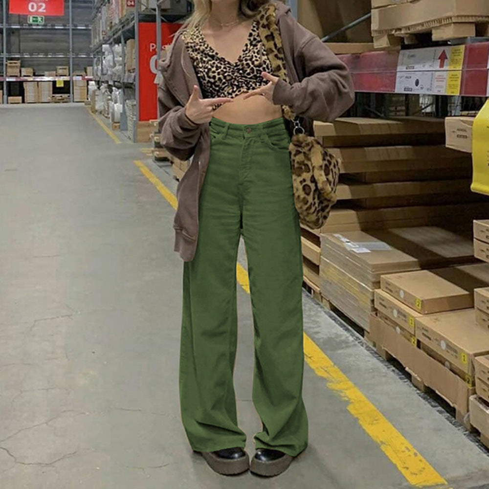 Women's high-waisted wide waistband pants in retro style Fashion Glam
