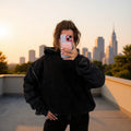 Women's Oversized Hoodie with Studded Decoration and Ribbed Cuffs Fashion Glam