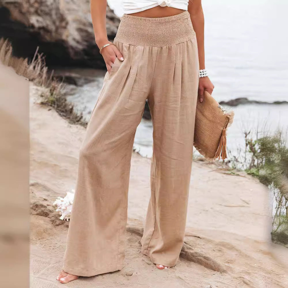 Airy women's pants with elastic waistband and wide-cut legs – Fashion Glam