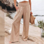 Airy women's pants with elastic waistband and wide-cut legs – Fashion Glam