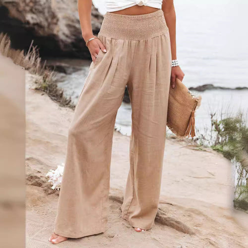 Airy women's pants with elastic waistband and wide-cut legs – Fashion Glam
