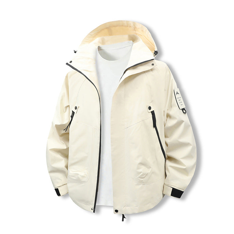 Men's Wind and Water Resistant Softshell Utility Jacket with Hood Fashion Glam