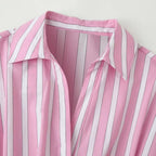 Women tailored blouse with tuck pleats and shirt collar Fashion Glam