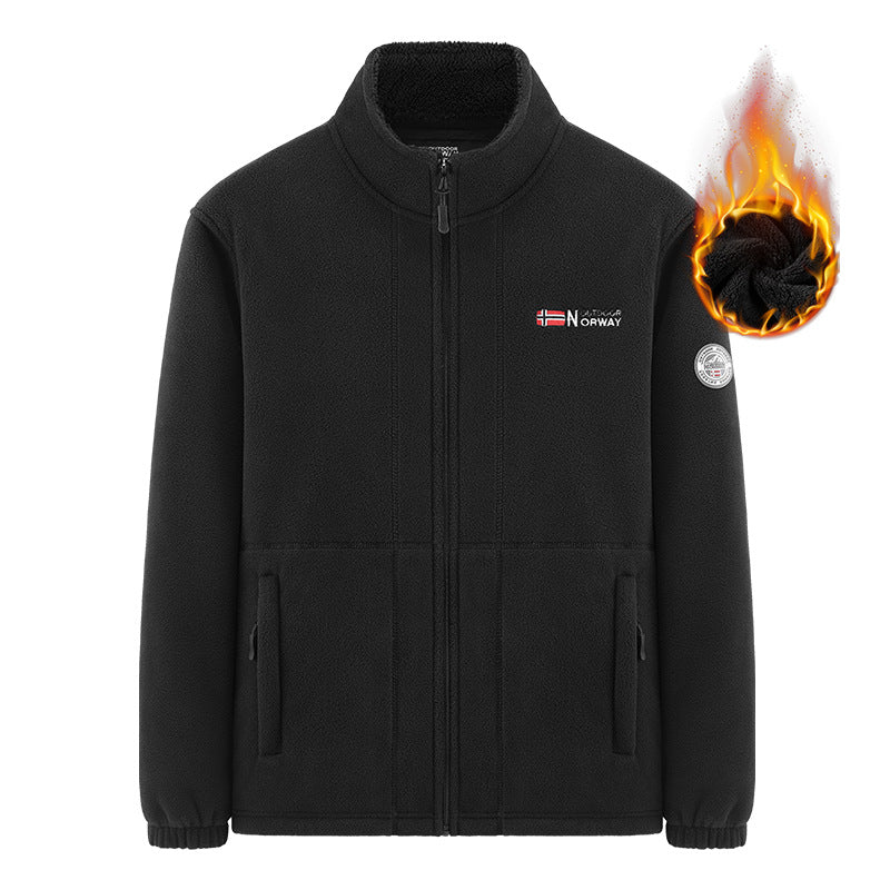 Men's Insulating Zip Fleece Jacket with High Collar and Soft Teddy Lining Fashion Glam