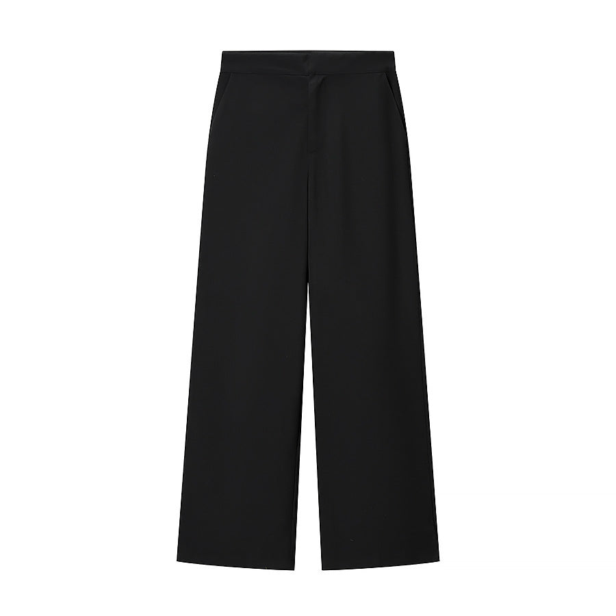 Women's Tailored Suit with Feather Cuffs and Straight-Leg Trousers Fashion Glam