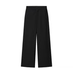 Women's Tailored Suit with Feather Cuffs and Straight-Leg Trousers Fashion Glam