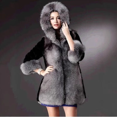 Ladies Hooded Short Coat with Full Fur Lining Fashion Glam