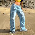 Women's cargo jeans in a wide baggy cut with multiple cargo pockets Fashion Glam