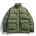 Unisex Padded Quilted Jacket with Large Flap Pockets, Stand-Up Collar, and Ripstop Structure Fashion Glam