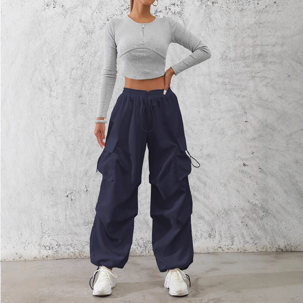 Women’s cargo pants with elastic waistband and practical side pockets Fashion Glam