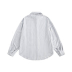 Unisex Oversize striped shirt with chest pocket and rounded hem Fashion Glam