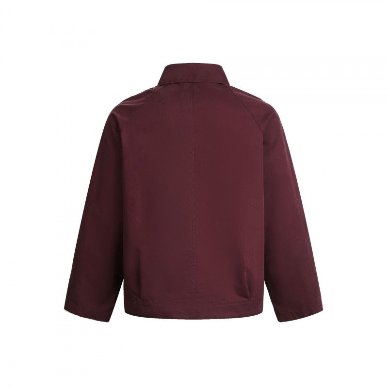 Men's Boxy Zip Jacket with Raglan Sleeves and Distinctive Seams Fashion Glam